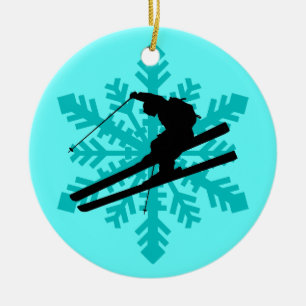 snowflake skier ceramic tree decoration
