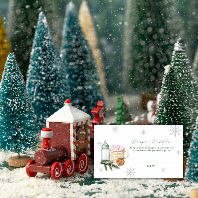 Snowflake S'more Cookie Diaper Raffle Baby Shower  Enclosure Card (Snowflake S'more Cookie Diaper Raffle Baby Shower Enclosure Card)