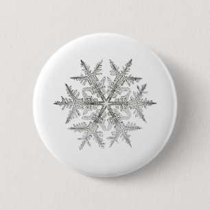 SNOWFLAKE SNOW CRYSTAL 6 CM ROUND BADGE