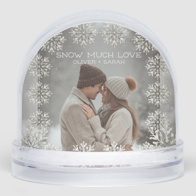 Snowflake Snow Much Love gift for him/her photo Snowglobe (Front)