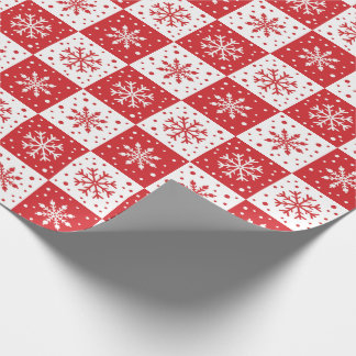 Snowflake & Snow Pattern (Red) Wrapping Paper
