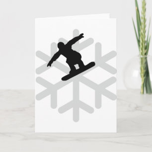 snowflake snowboarder icon holiday card