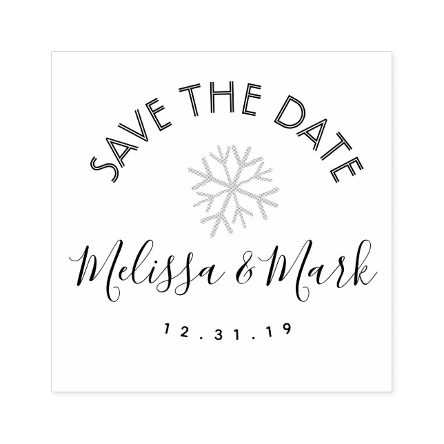   Snowflake Snowglobe Winter Save the Date    Rubber Stamp (Imprint)