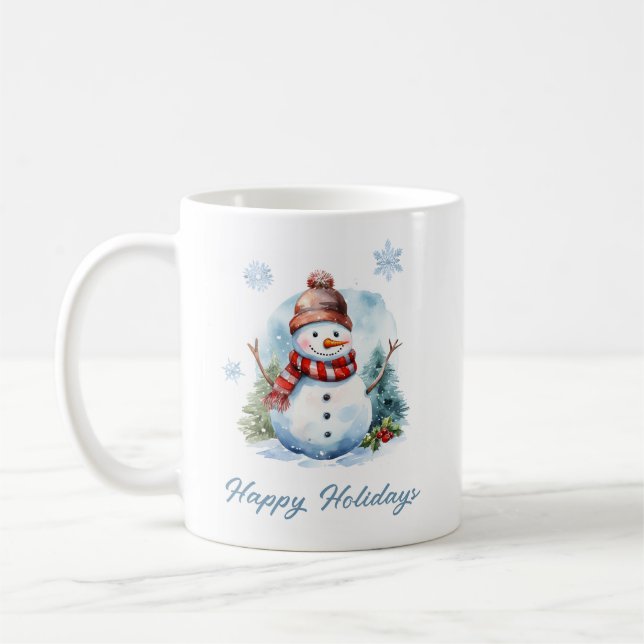 Snowflake Snowman Mug – Custom Winter Gift (Left)