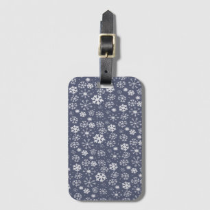 Snowflake Snowstorm In Midnight Blue Luggage Tag
