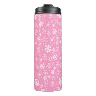 Snowflake Snowstorm In Pastel Pink Thermal Tumbler