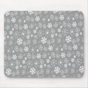 Snowflake Snowstorm In Silver Grey Mouse Pad