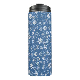 Snowflake Snowstorm With Sky Blue Background Thermal Tumbler