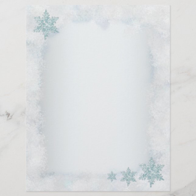 Snowflake snowy template Christmas letterheads (Front)