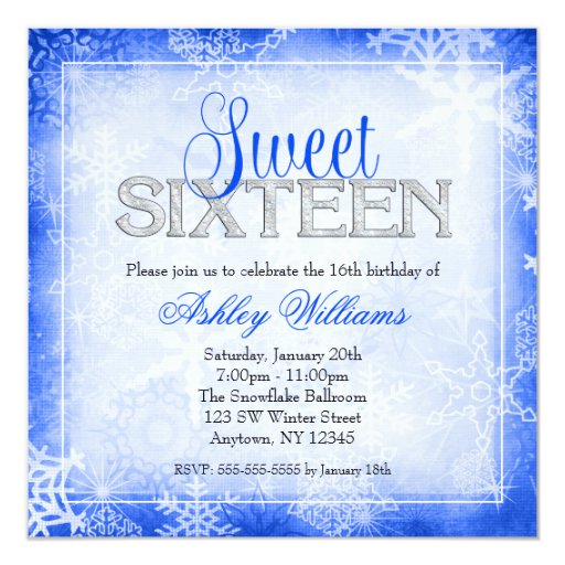 Sweet Sixteen Winter Wonderland Invitations 8