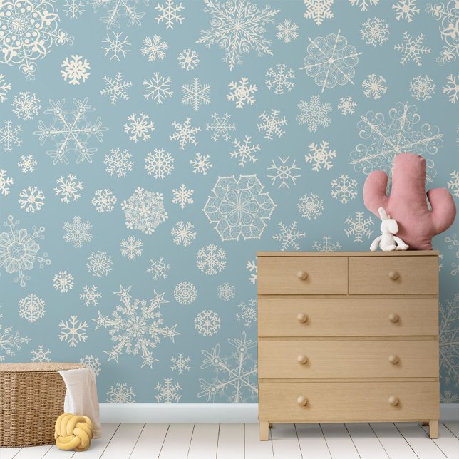 Snowflake Star Snow White Blue Christmas Seamless Wallpaper (Creator Uploaded)