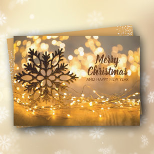 Snowflake Strand of Christmas Lights Holiday Card