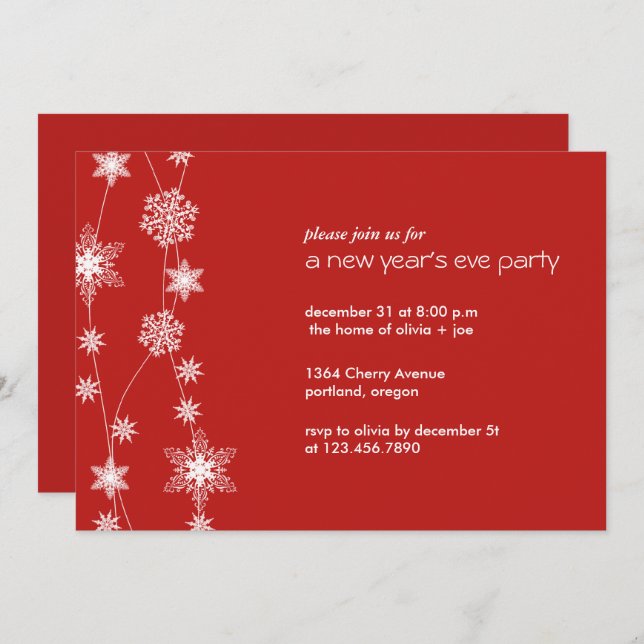 Snowflake Strings - New Year/Holiday Party Invitation (Front/Back)