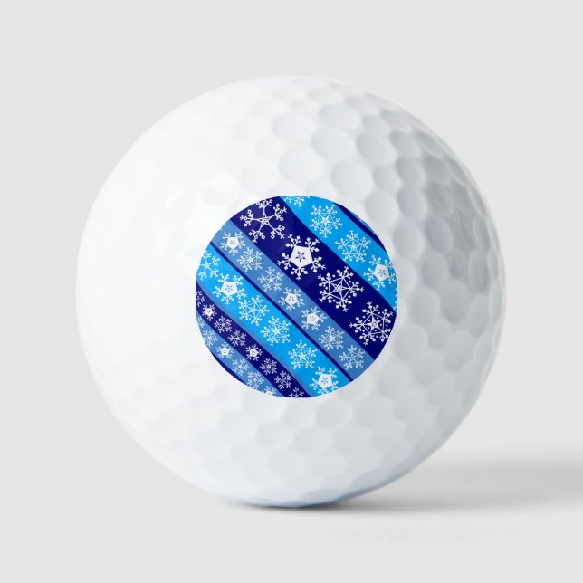 Snowflake Stripes Blue Golf Balls (Front)