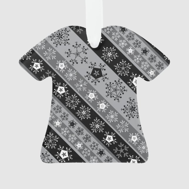 Snowflake Stripes Grey Ornament (Back)