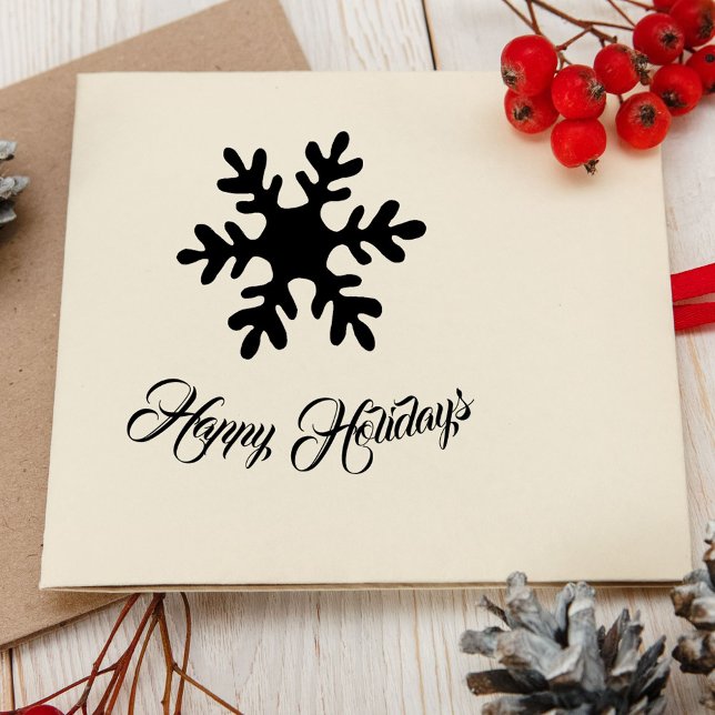 Snowflake Stylish Script Happy Holiday Rubber Stamp (Creator Uploaded)
