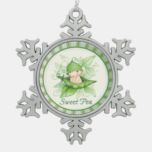 Snowflake Sweet Pea Framed Ornament