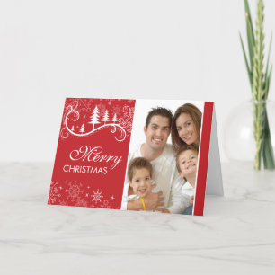 Snowflake Swirl Christmas Photo Greeting Card
