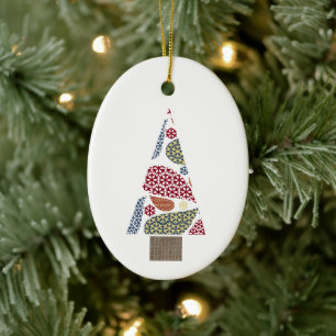 Snowflake Teardrops Tree Christmas Christmas Ornam Ceramic Ornament