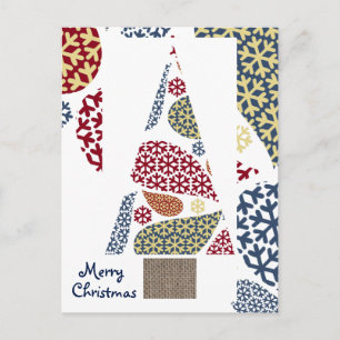 Snowflake Teardrops Tree Christmas Holiday Postcar