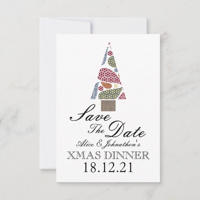Snowflake Teardrops Tree Save The Date (Front)