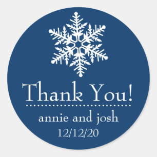 Snowflake Thank You Labels (Dark Blue)