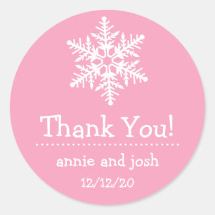 Snowflake Thank You Labels (Pink)