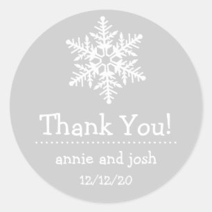 Snowflake Thank You Labels (Silver Grey / White)