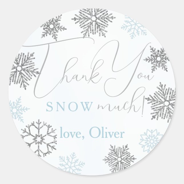 Snowflake Thank You Snow Much Circular Favour Seal (Front)