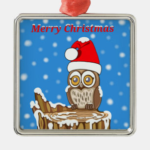 Snowflake the Owl at Christmas Metal Tree Decoration