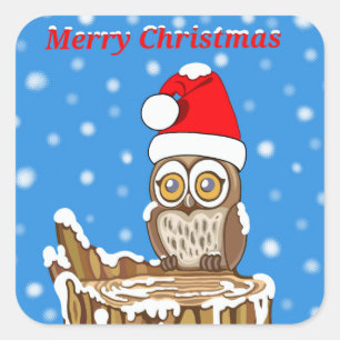 Snowflake the Owl at Christmas Square Sticker