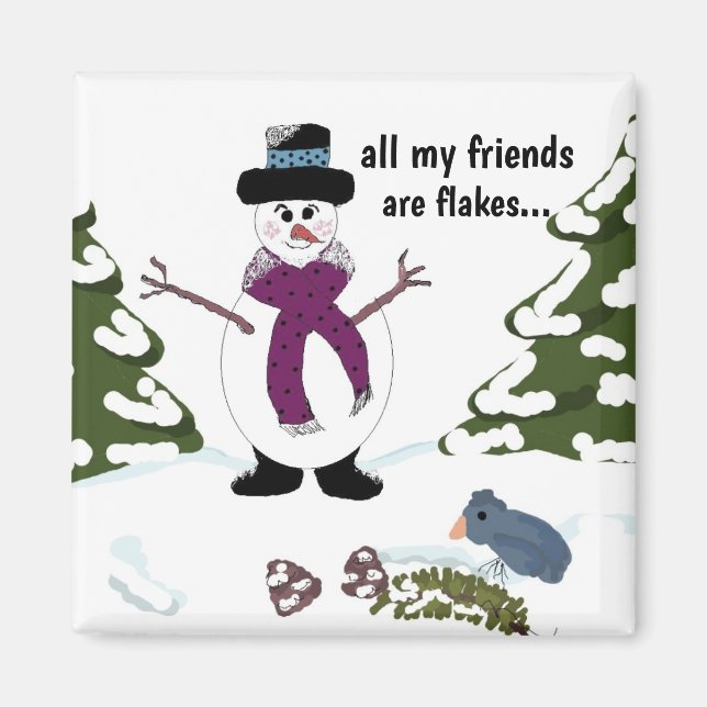 Snowflake the Snowman Funny Magnet (Front)