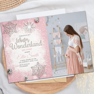 Snowflake Theme for Baby Girl Invitation