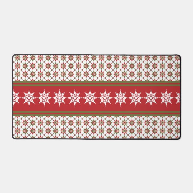 Snowflake Theme Winter Pattern Holiday Christmas Desk Mat (Front)
