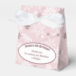 Snowflake-Themed 6th Birthday Party Pale Pink Favour Box