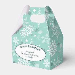 Snowflake-Themed 6th Birthday Party Turquoise-Blue Favour Box