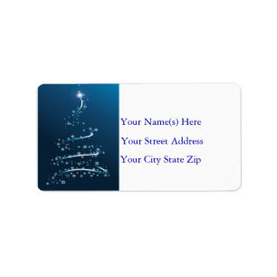 Snowflake Tree in Blue Address Label