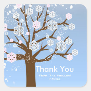 Snowflake Tree Winter Wonderland Pink Sticker