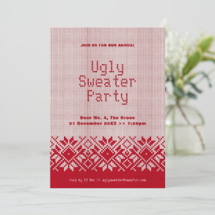 Snowflake Ugly Sweater Party Red Christmas Invitation