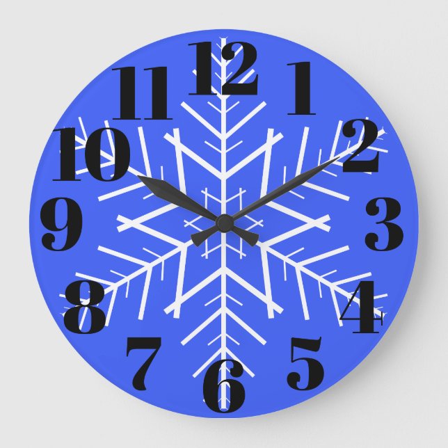 Snowflake Wall Clock in Blue (Front)