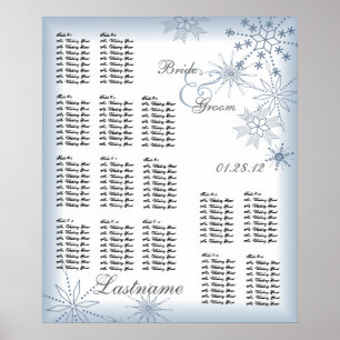 Snowflake Wedding Seating Chart Blue