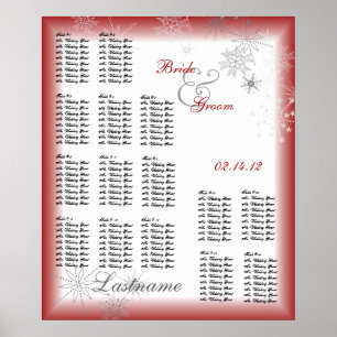 Snowflake Wedding Seating Chart Red
