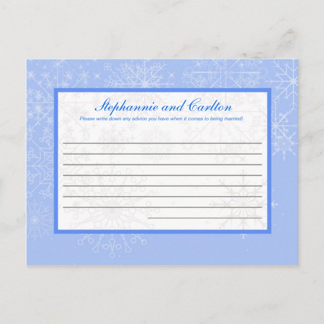 Snowflake Wedding Writable Advice Card (Front)
