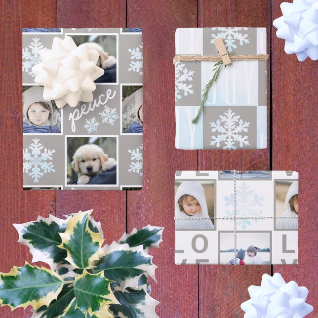 Snowflake White Opal Peace Joy Love 4 Photo Wrapping Paper Sheet (Creator Uploaded)