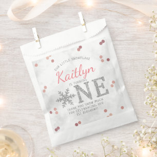 Snowflake Winter 1st Birthday Favour Bag