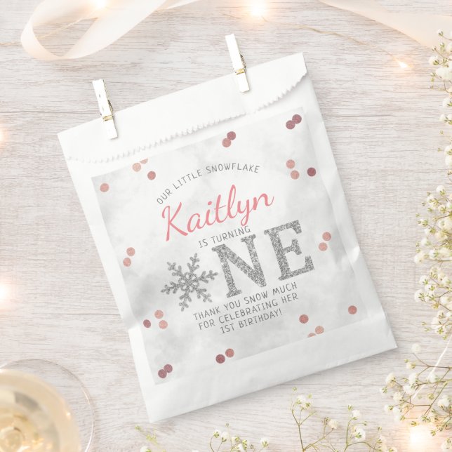 Snowflake Winter 1st Birthday Favour Bag (Clipped)