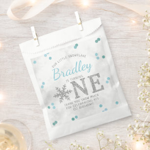 Snowflake Winter 1st Birthday Favour Bag