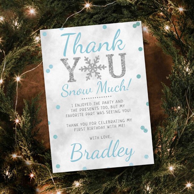 Snowflake Winter 1st Birthday Thank You Card (Creator Uploaded)