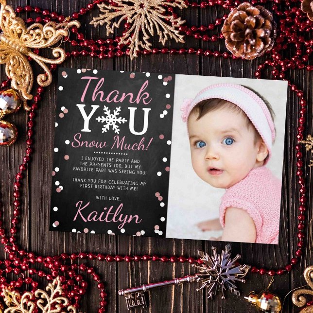 Snowflake Winter 1st Birthday Thank You Foil Cards (Creator Uploaded)