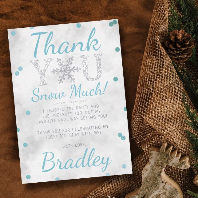 Snowflake Winter 1st Birthday Thank You Foil Cards (Creator Uploaded)